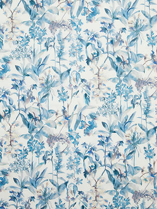 John Lewis & Partners Watercolour Flowers Print Fabric, White/Blue