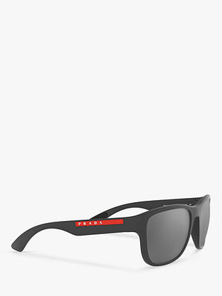Prada PS 01US Men's Rectangular Sunglasses, Matte Grey/Black