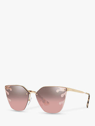 Prada PR 68TS Women's Cat's Eye Sunglasses, Gold/Mirror Pink