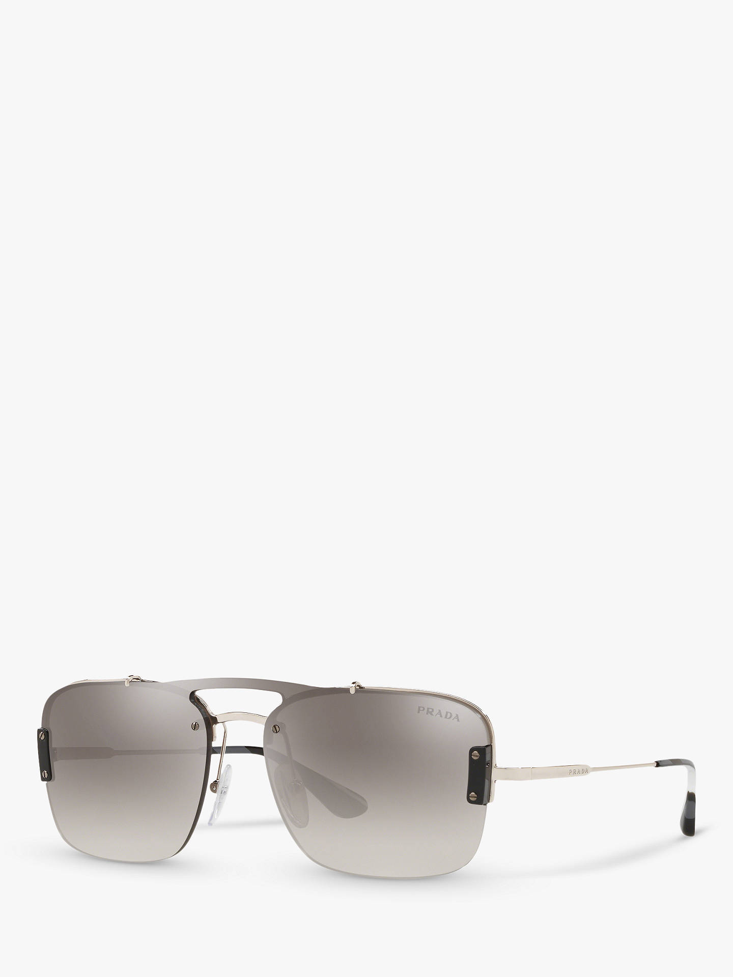 Prada PR 56VS Men's Square Sunglasses, Silver/Mirror Grey at John Lewis ...