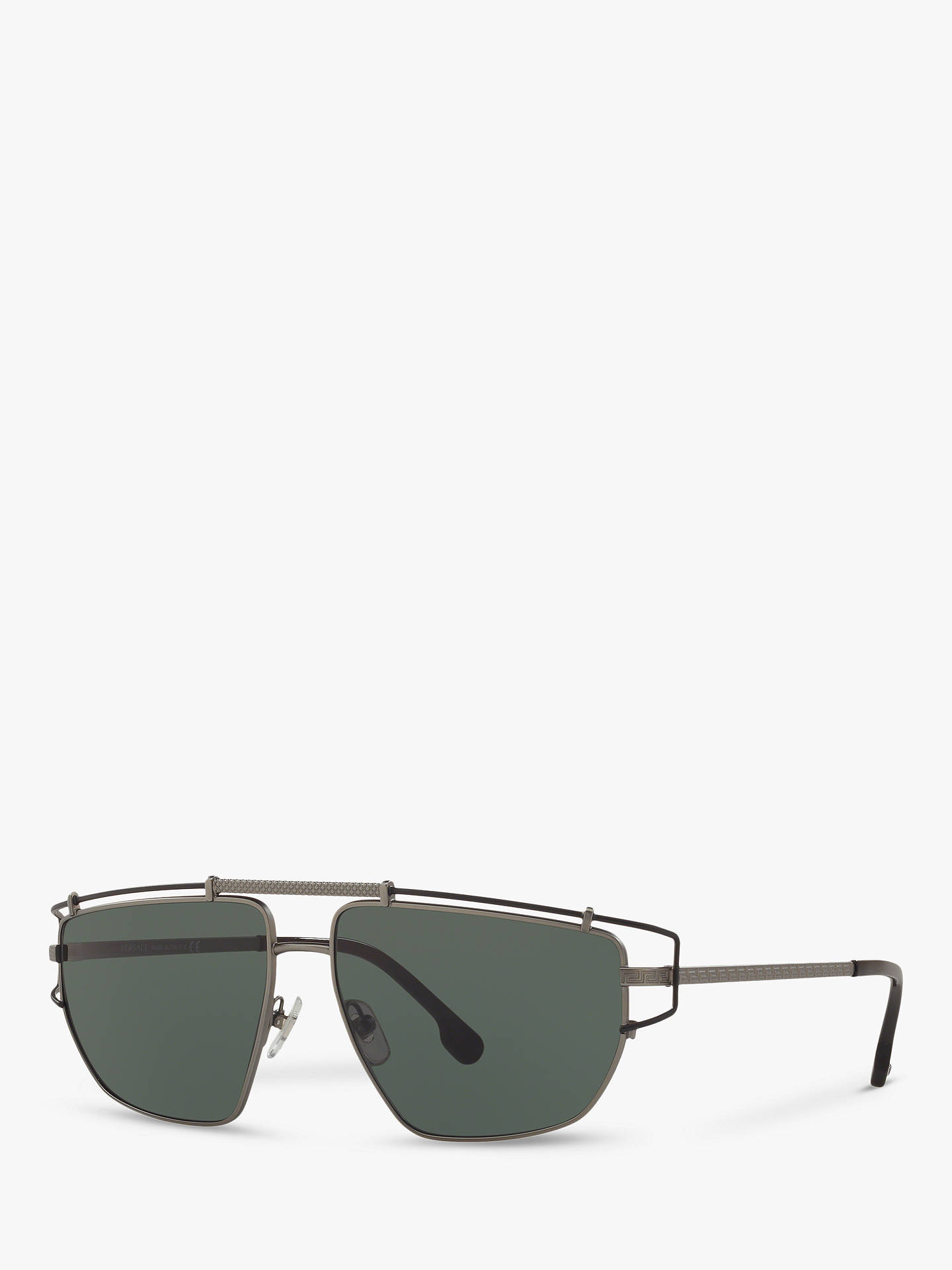 Versace VE2202 Men's Square Sunglasses, Gunmetal/Green at John Lewis ...