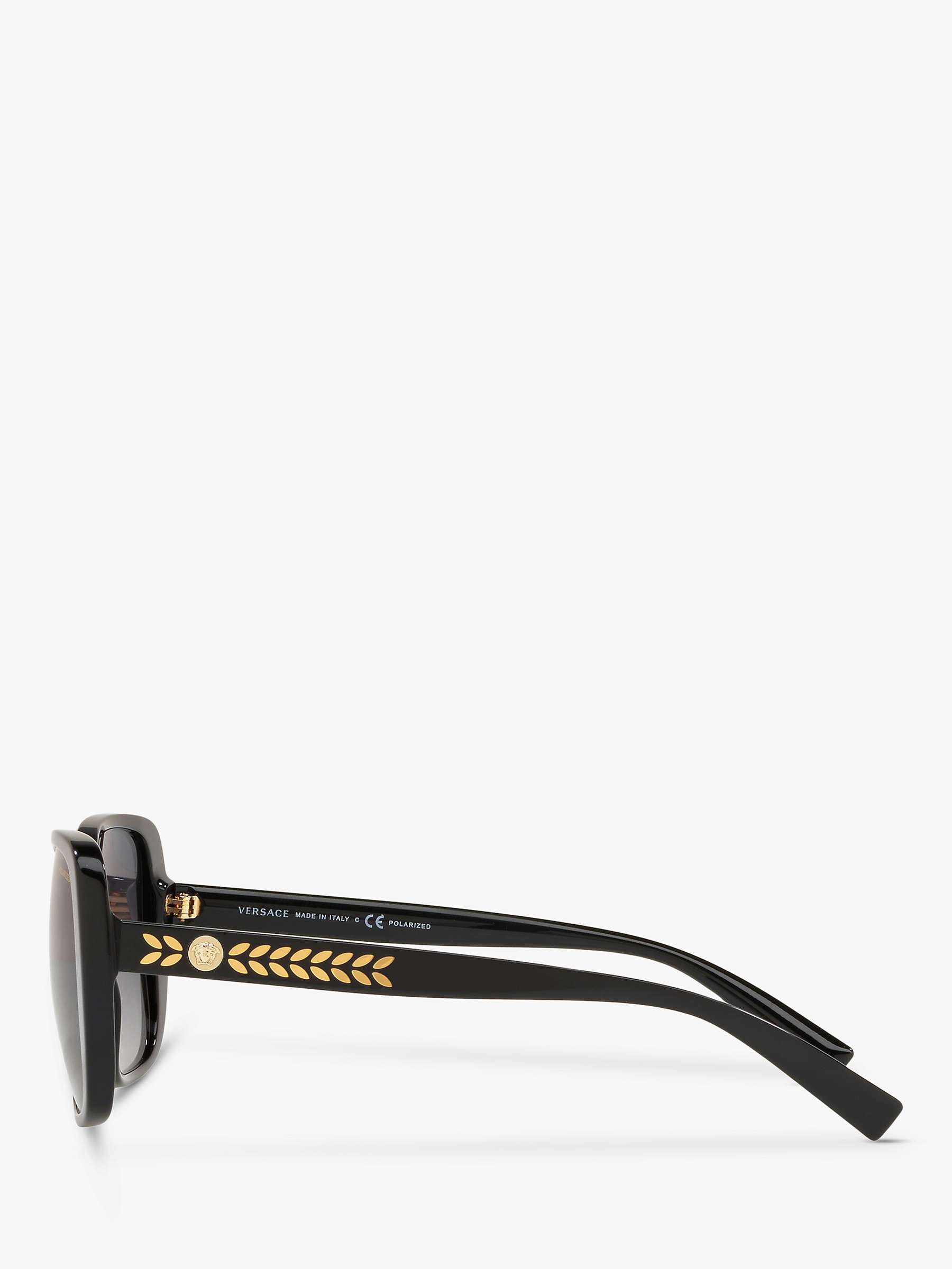 Buy Versace VE4357 Women's Polarised Square Sunglasses, Black/Grey Gradient Online at johnlewis.com