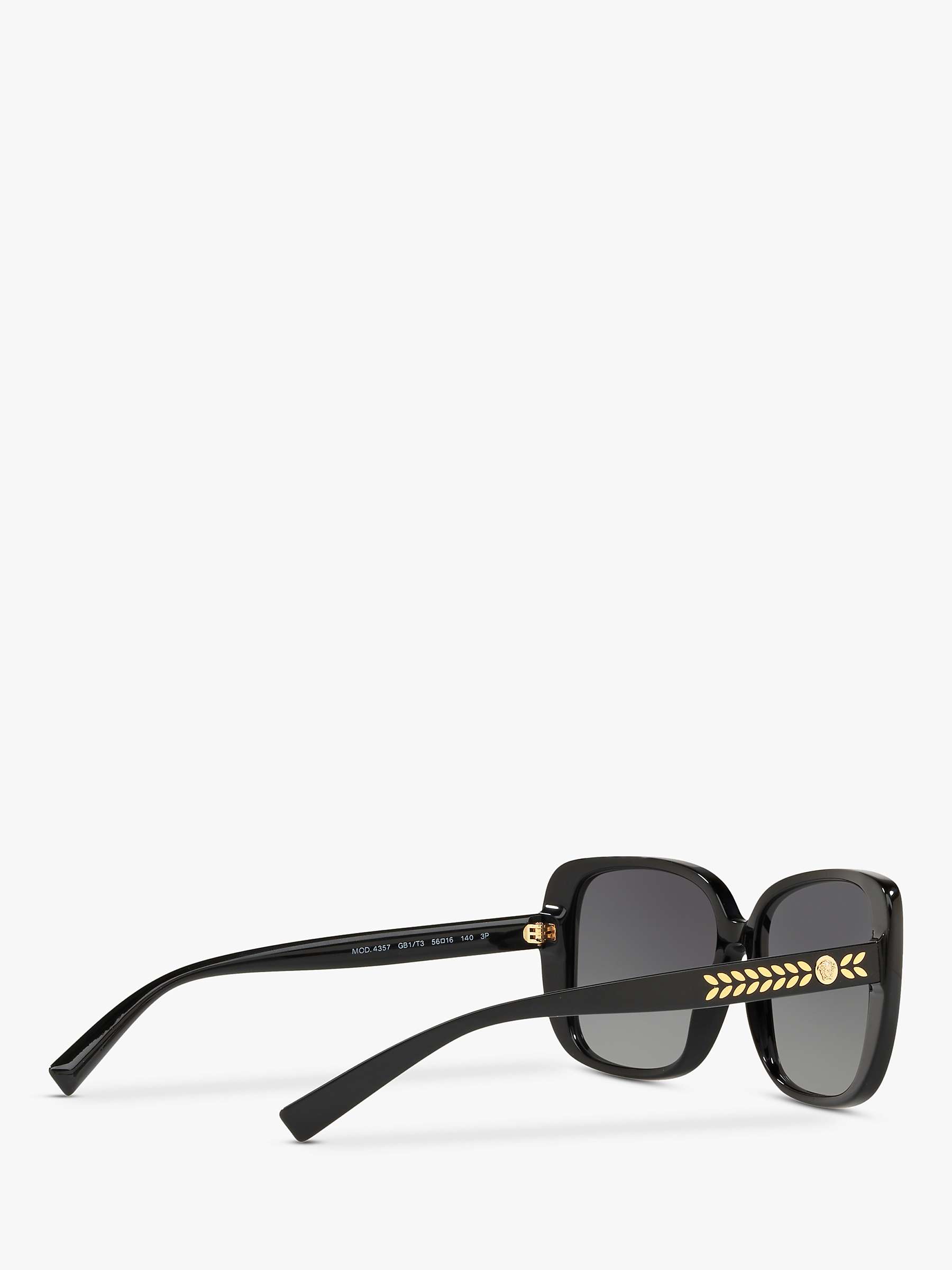 Buy Versace VE4357 Women's Polarised Square Sunglasses, Black/Grey Gradient Online at johnlewis.com