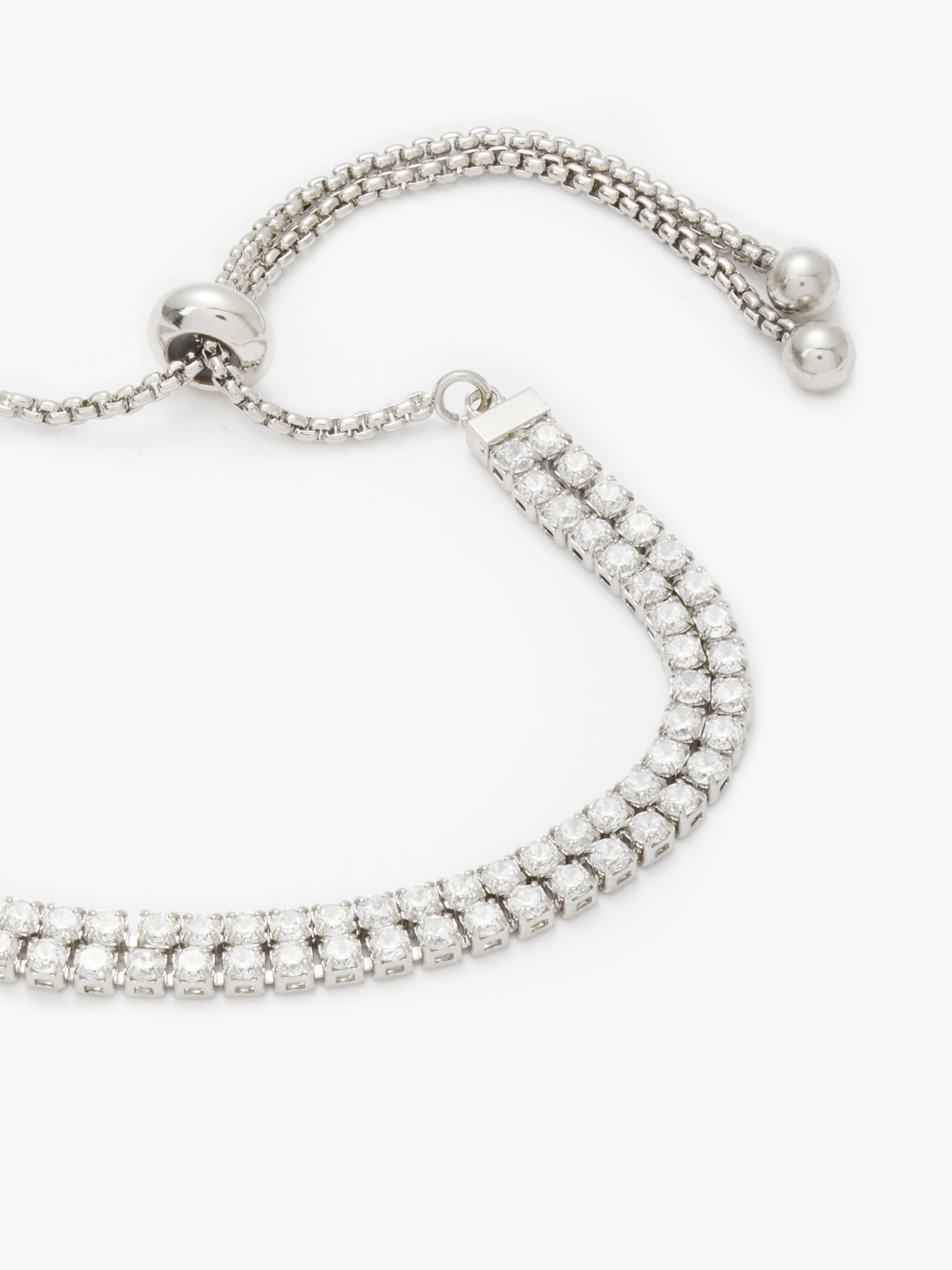 John Lewis & Partners Sparkle Crystal 2 Row Slider Bracelet, Silver at ...