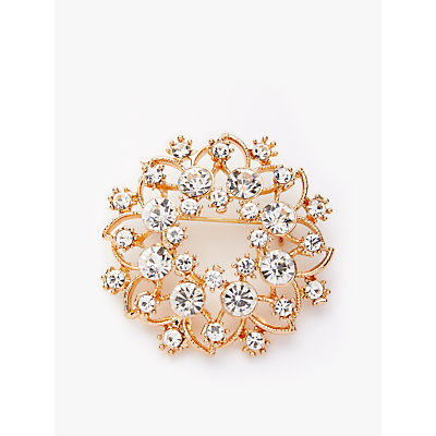 John Lewis & Partners Vintage Crystal Flower Brooch, Gold