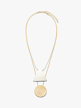 John Lewis & Partners Brushed Triangle and Circle Layered Pendant Necklace, Silver/Gold