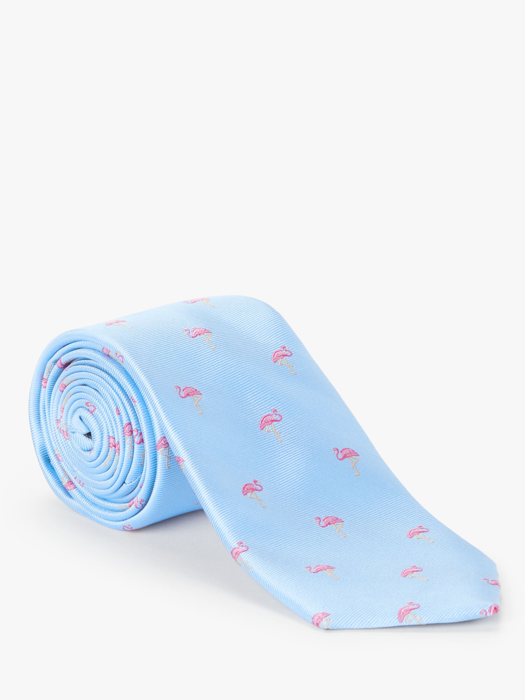 John Lewis & Partners Flamingo Silk Tie, Sky