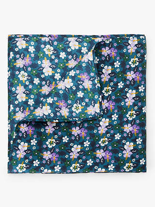 John Lewis & Partners Printed Floral Pocket Square, Teal