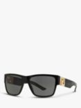 Versace VE4296 Men's Polarised Square Sunglasses, Black/Grey