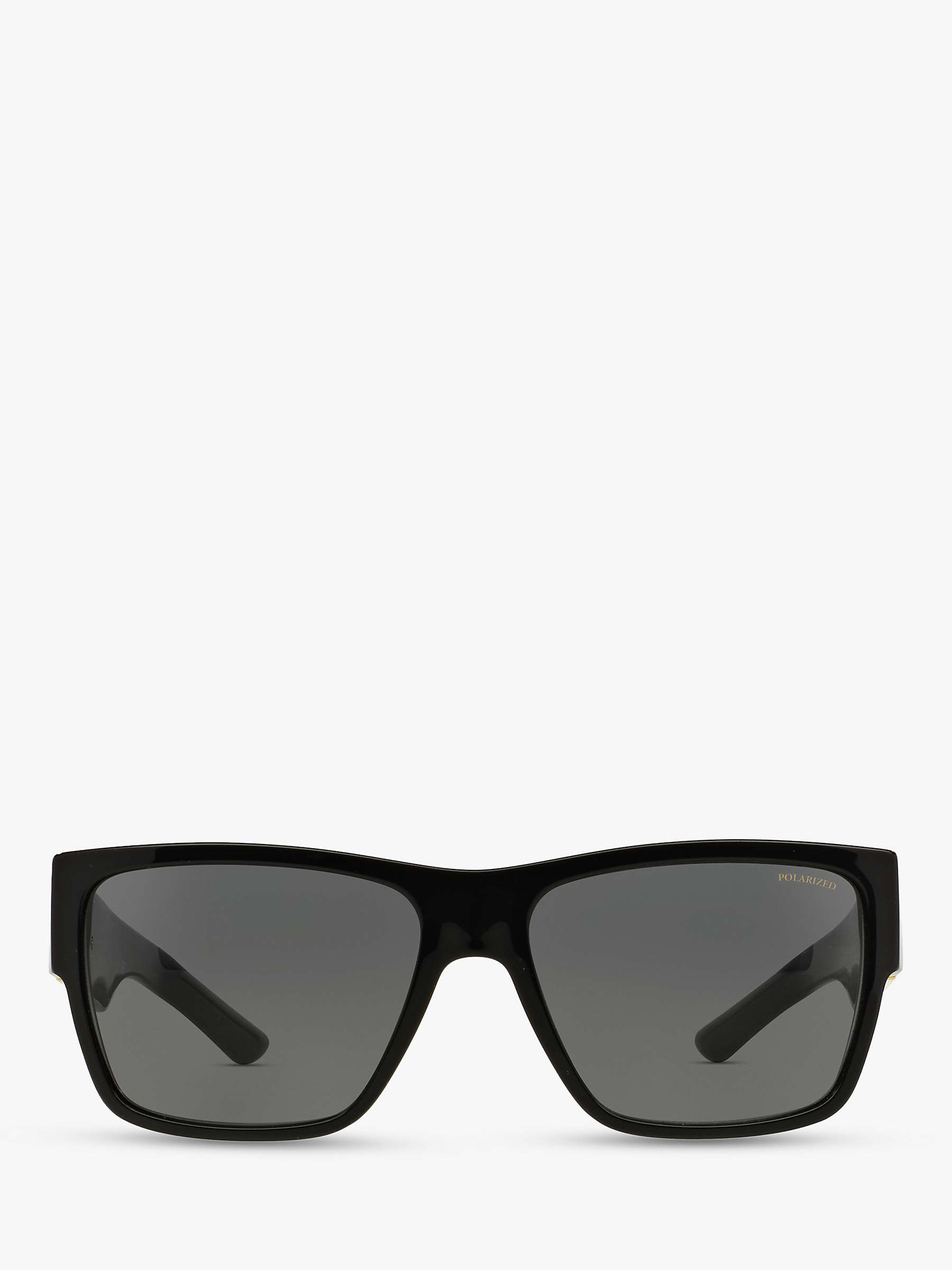 Buy Versace VE4296 Men's Polarised Square Sunglasses, Black/Grey Online at johnlewis.com