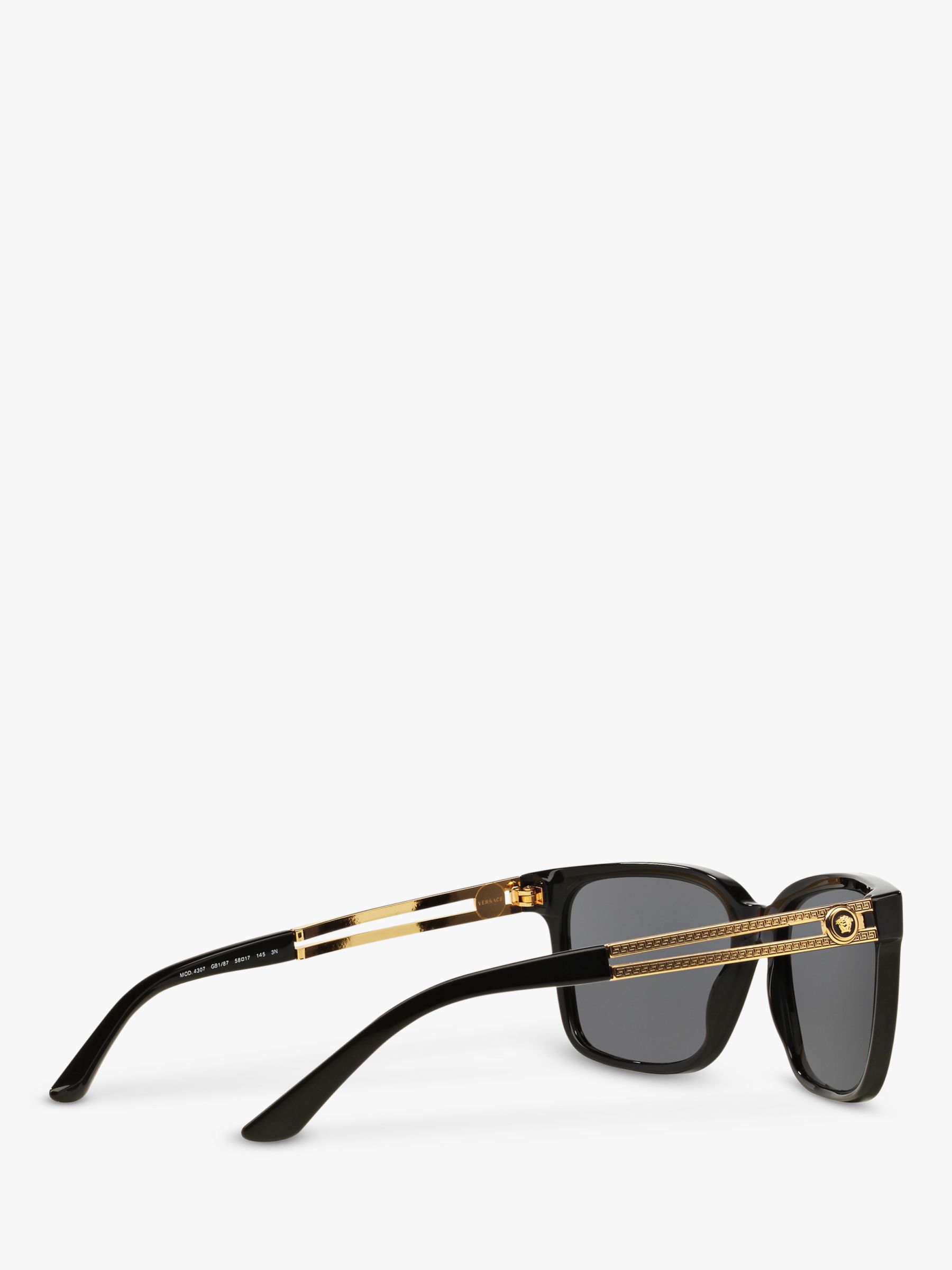 Versace VE4307 Men's Square Sunglasses, Black/Grey at John Lewis & Partners