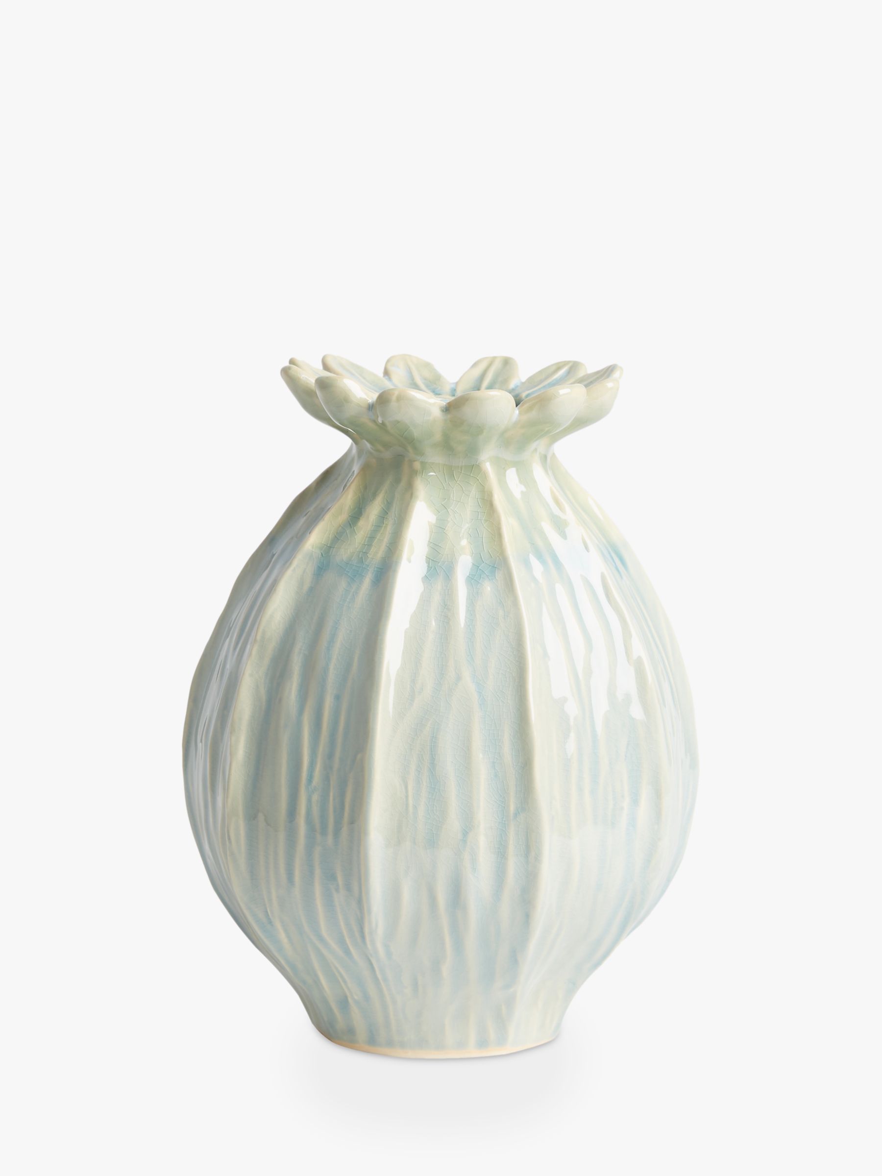 Anthropologie Lotus Pod Large Vase, H28cm, Blue