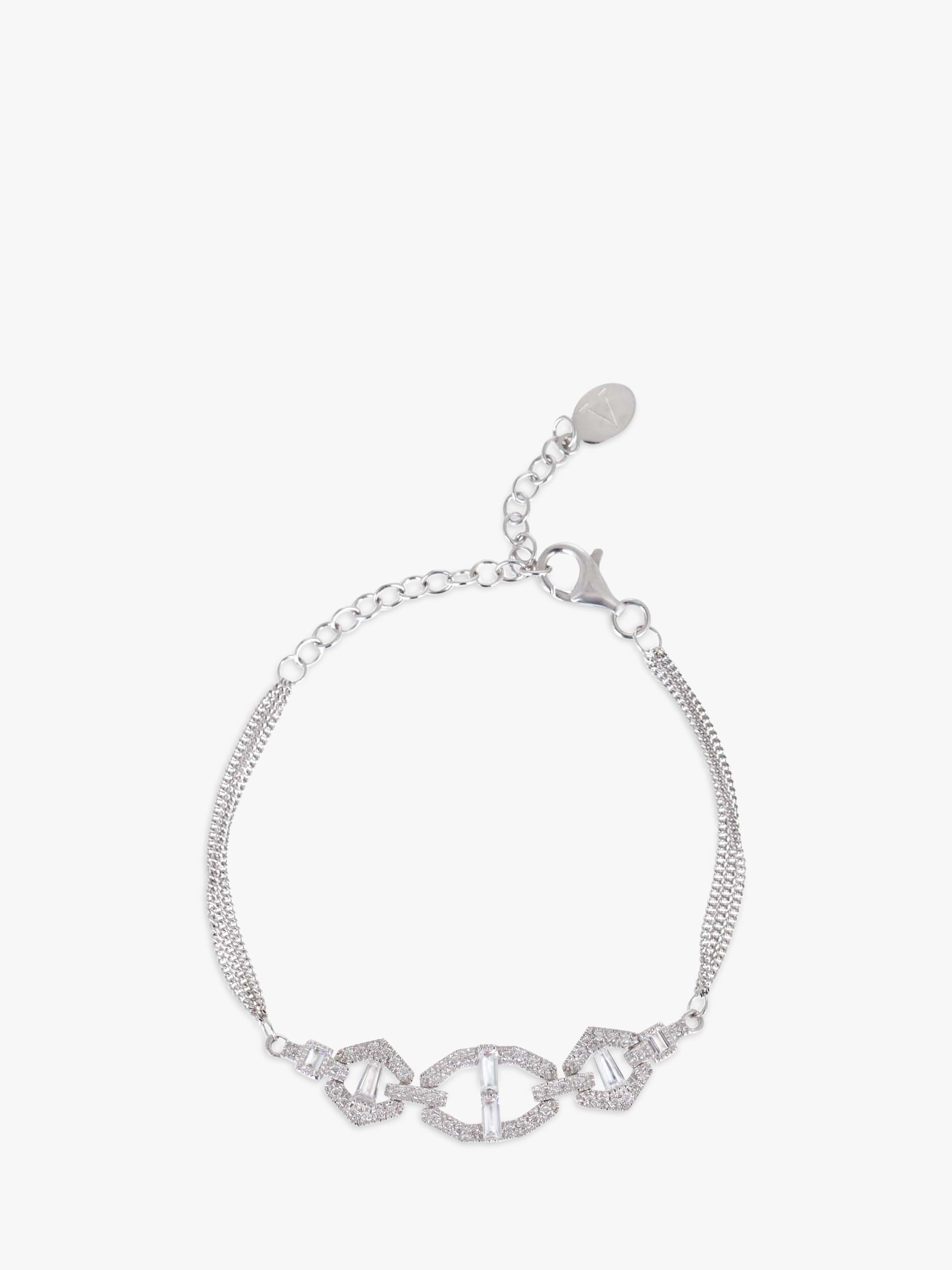 V by Laura Vann V by Laura Vann Selina Sterling Silver Cubic Zirconia Double Chain Bracelet, Silver