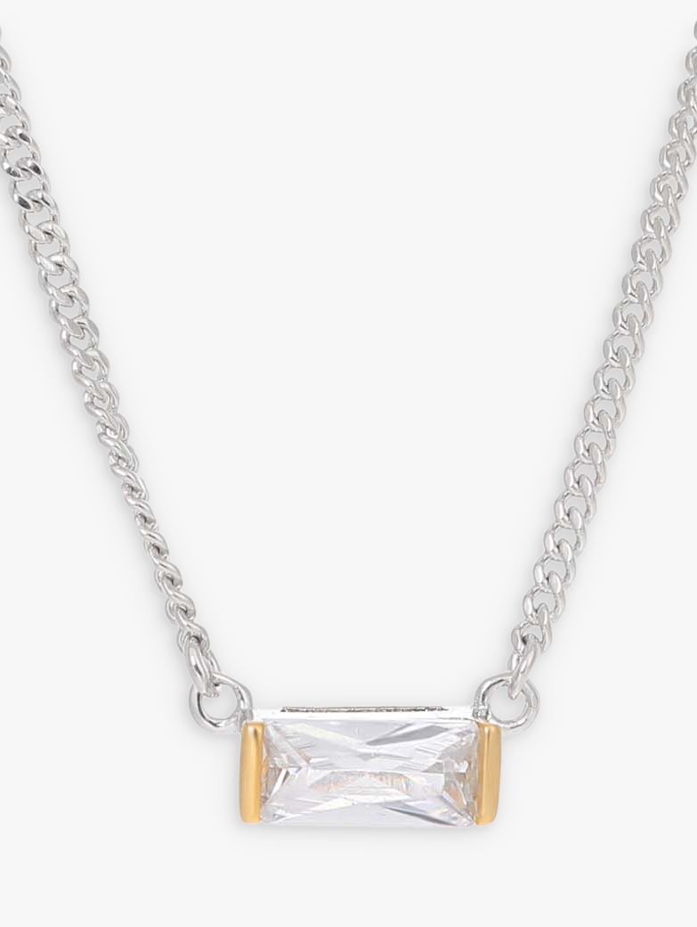 V by Laura Vann Agata Cubic Zirconia Short Chain Necklace, Silver/Gold