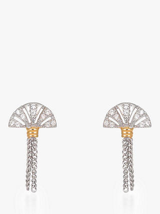 V by Laura Vann Luella Fan and Tassel Drop Earrings, Silver/Gold