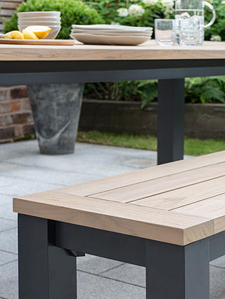 KETTLER Elba Garden Dining Bench, FSC-Certified (Teak Wood), 200cm, Charcoal/Natural