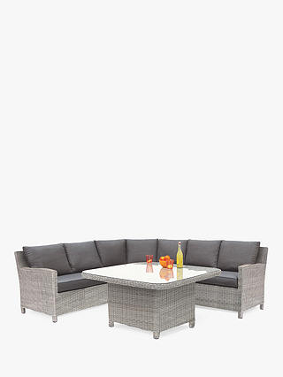 KETTLER Palma Grande 6-Seat Garden Corner Sofa and Table Set, White Wash/Grey Taupe