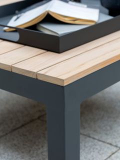 KETTLER Elba Low Corner 4-Seat Garden Lounging Table & Chairs Set, FSC-Certified (Teak Wood), Charcoal/Natural