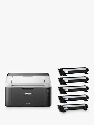 Brother HL-1212W Wireless Mono Laser Printer with 5 Toners, Black
