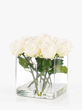 Peony Potted Artificial Roses, Cream