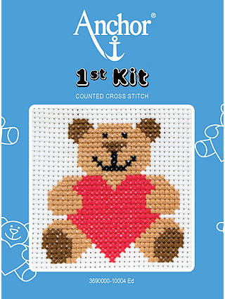 Anchor Heart Teddy Starter Cross Stitch Kit
