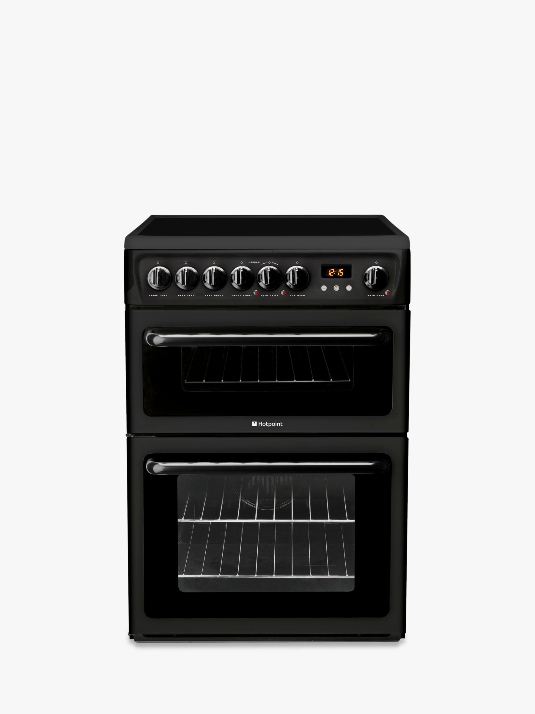 Hotpoint HAE60K S Double Electric Cooker, A Energy Rating, Black