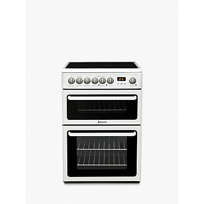 Hotpoint HAE60P Double Electric Cooker, B Energy Rating, White