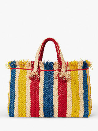 John Lewis & Partners St Tropez Stripe Weave Shopper Bag, Multi