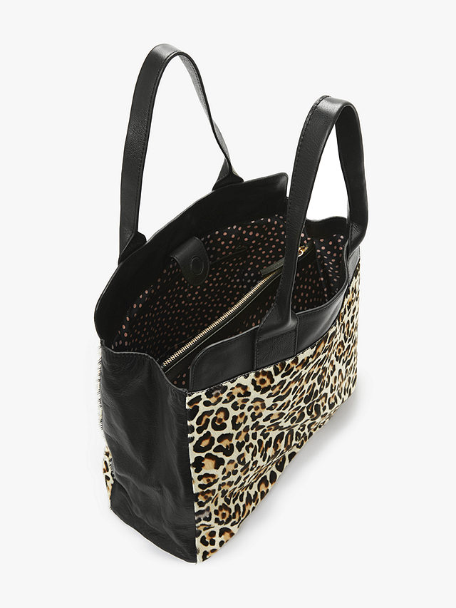 Boden Sherborne Leopard Print Leather Tote Bag, Ivory/Multi