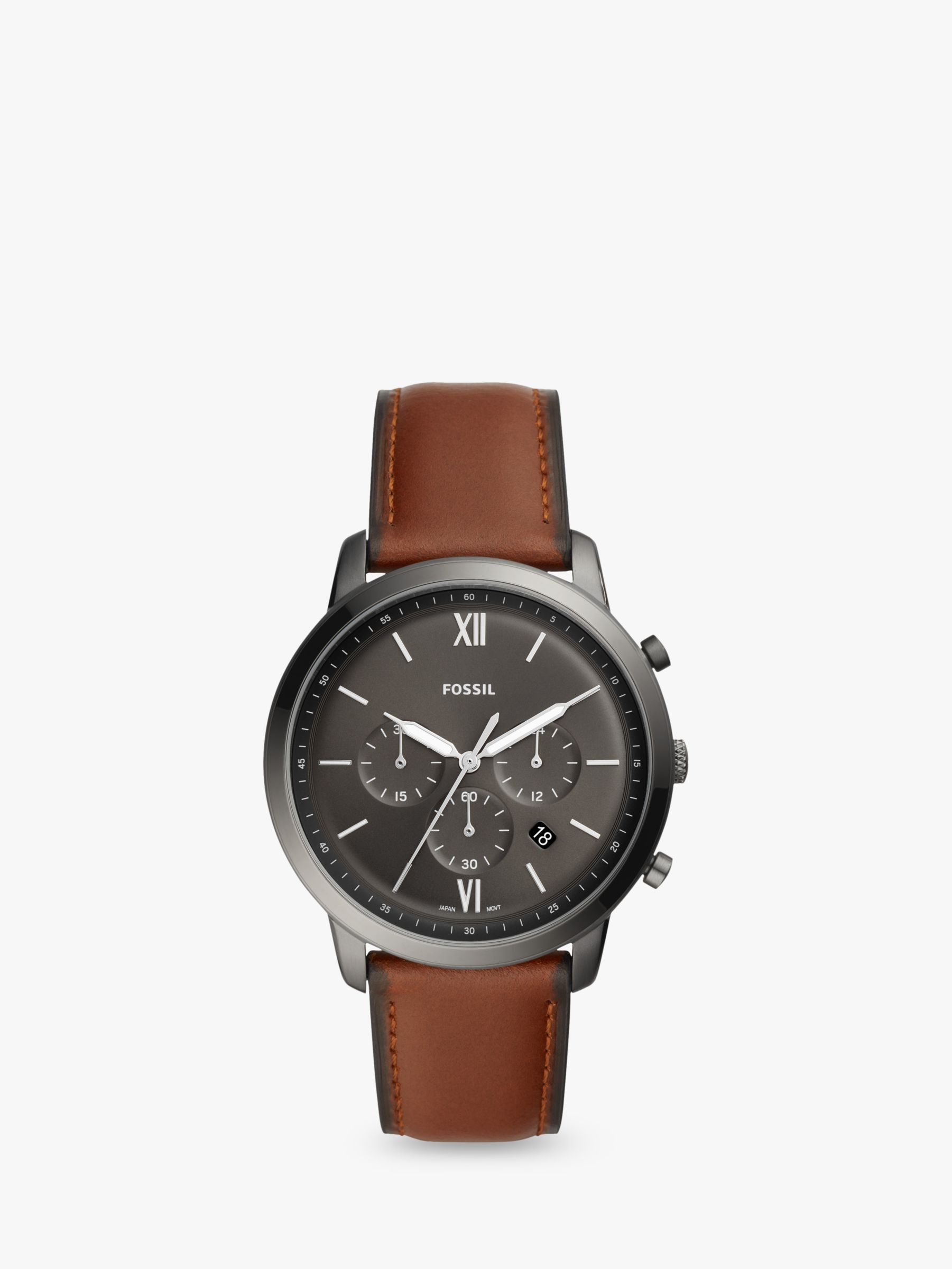 Fossil Men's Neutra Chronograph Date Leather Strap Watch, Brown/Grey ...