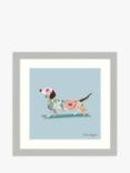 John Lewis Helen Magee 'Sausage Dog' Framed Print & Mount, 33.5 x 33.5cm, Blue/Multi