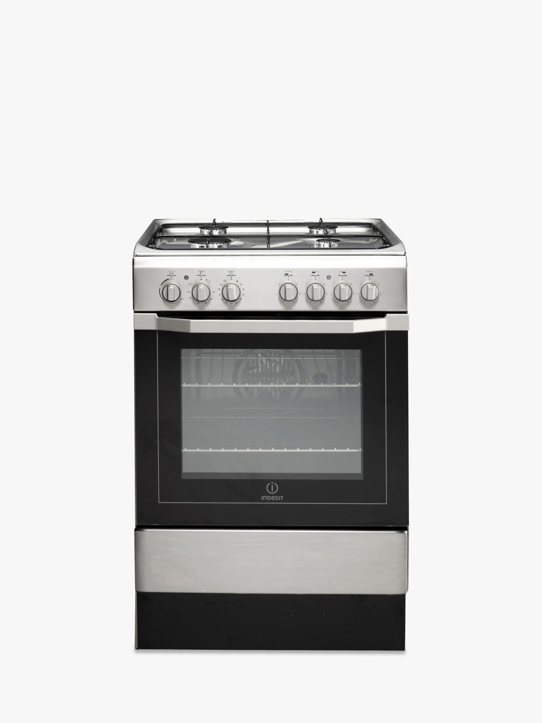 Indesit I6G52(X)/UK Single Dual Fuel Cooker, A Energy Rating, Silver