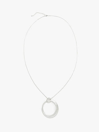 John Lewis & Partners Brushed Circle Long Pendant Necklace, Silver