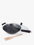 Ken Hom Carbon Steel Non-Stick 31cm Wok Cooking Set, 4 Piece