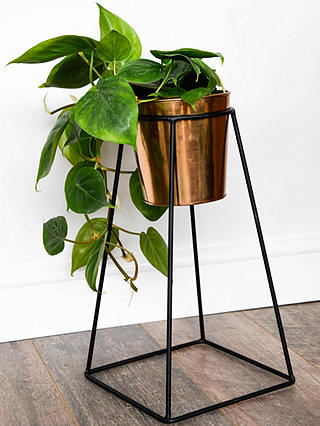Ivyline Indoor Plant Pot and Mimmo Stand, H60.5cm, Copper/Black