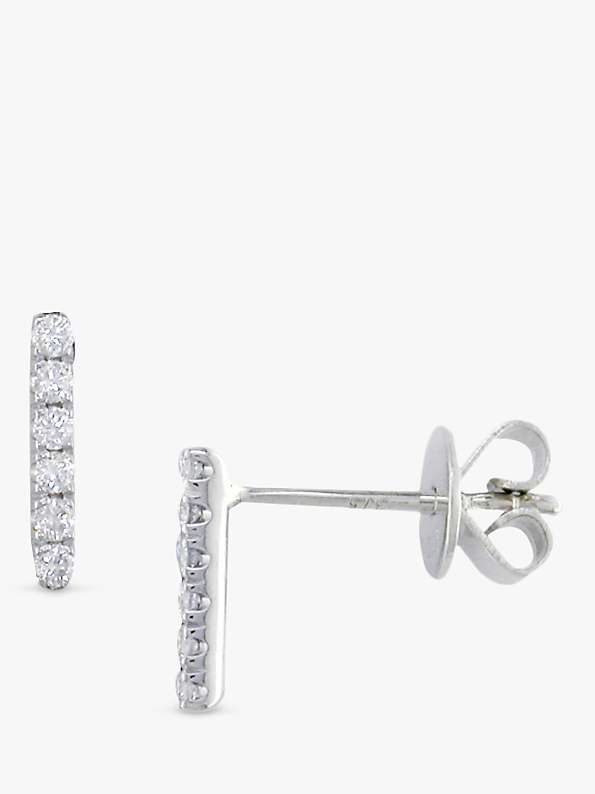 Buy London Road 9ct White Gold Diamond Bar Stud Earrings Online at johnlewis.com