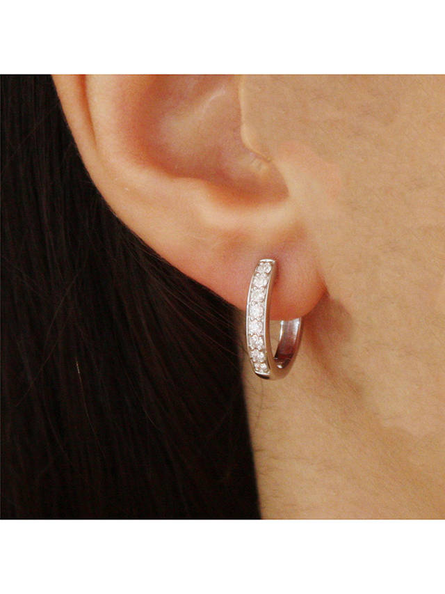 E.W Adams 18ct White Gold Diamond Hoop Earrings