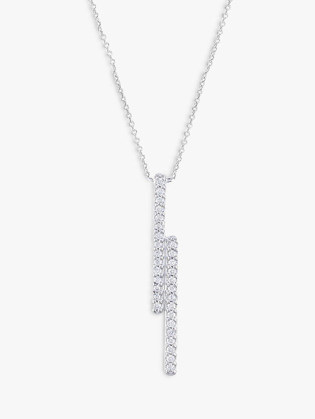 London Road 9ct White Gold Diamond Geometric Pendant Necklace, Silver