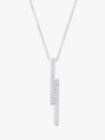 London Road 9ct White Gold Diamond Geometric Pendant Necklace, Silver