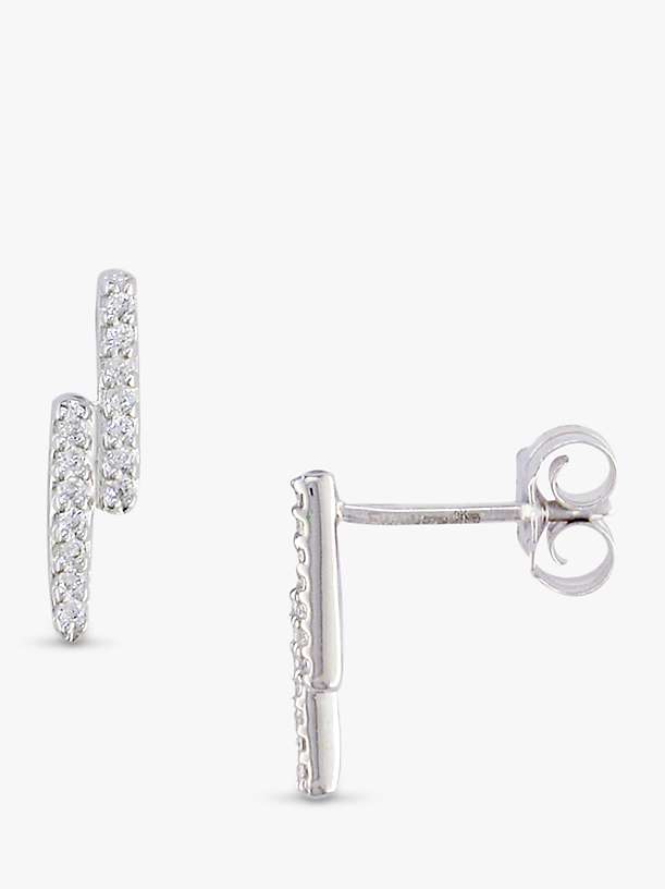 Buy London Road 9ct White Gold Double Bar Stud Earrings Online at johnlewis.com