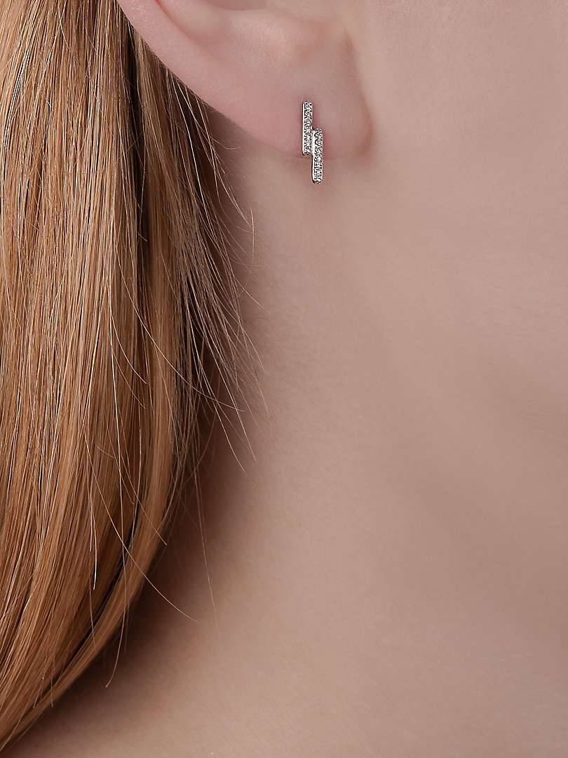 Buy London Road 9ct White Gold Double Bar Stud Earrings Online at johnlewis.com