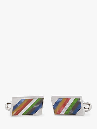 Paul Smith Rectangular Pearl Stripe Cufflinks, Silver/Multi