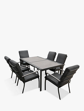 LG Outdoor Milan 6-Seat Extendable Garden Table and Chairs Dining Set, Grey