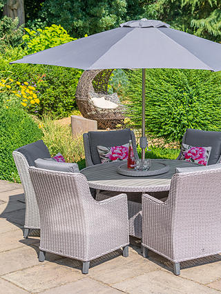 Lg Outdoor Oslo 6 Seat Round Garden, Outdoor Round Patio Table And Chairs With Umbrella