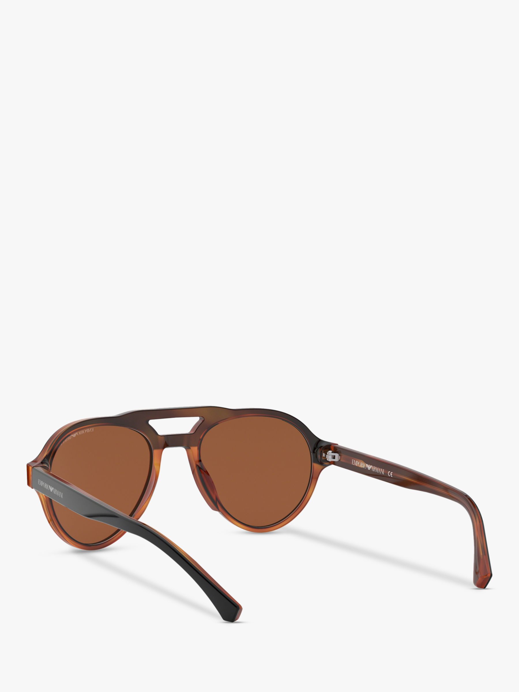 Emporio Armani EA4128 Men's Aviator Sunglasses, Matte Black/Brown