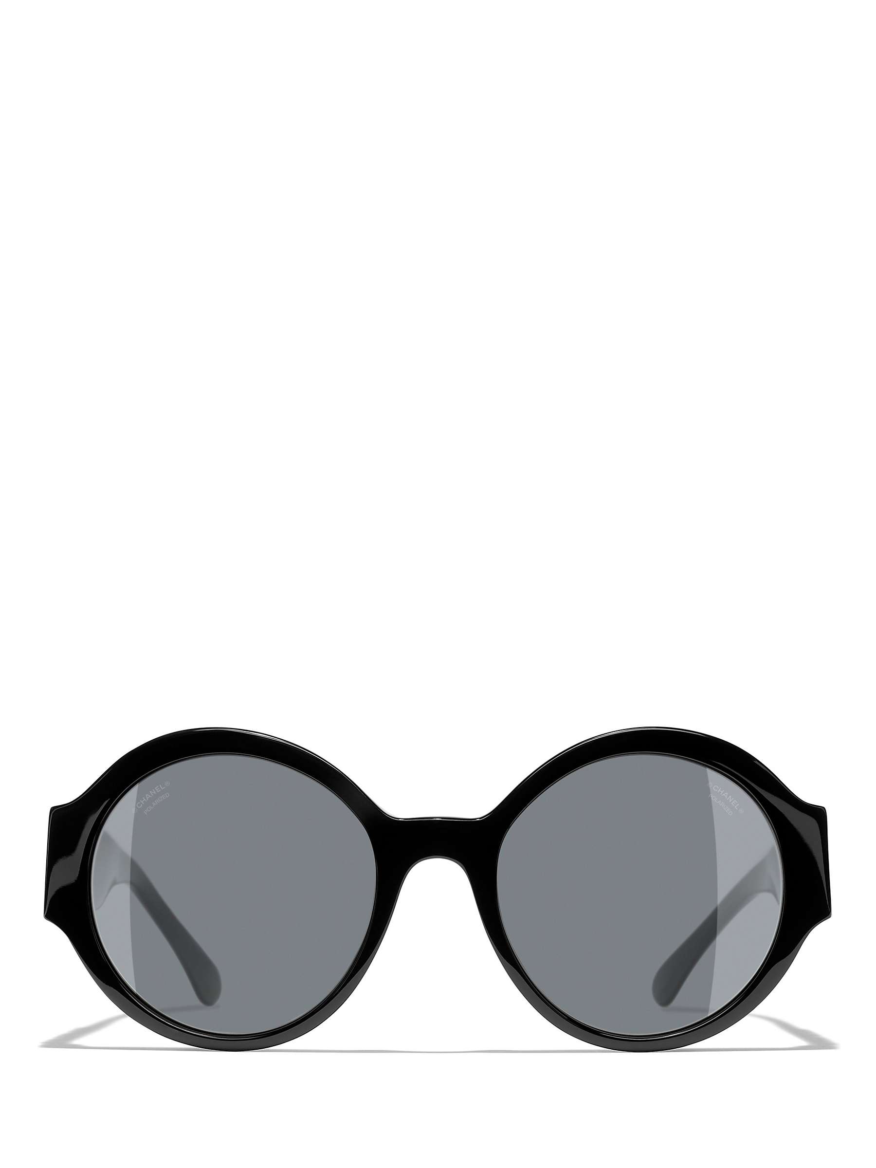 Buy CHANEL Oval Sunglasses CH5410 Black/Grey Online at johnlewis.com