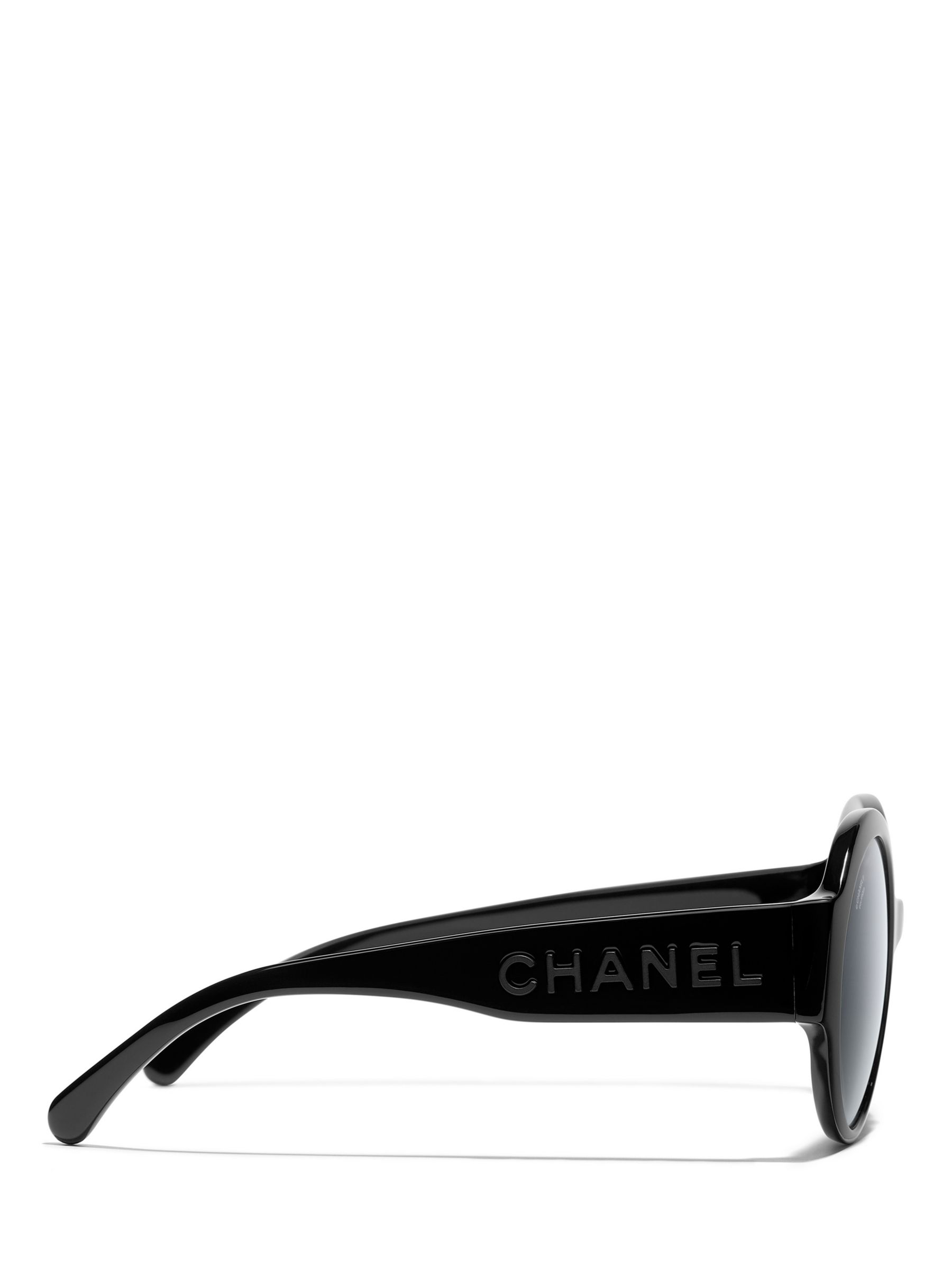 CHANEL Oval Sunglasses CH5410 Black/Grey at John Lewis & Partners