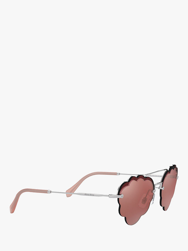 Miu Miu 57US Women's Cloud Aviator Sunglasses, Pink/Silver