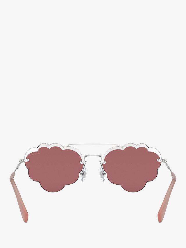 Miu Miu 57US Women's Cloud Aviator Sunglasses, Pink/Silver