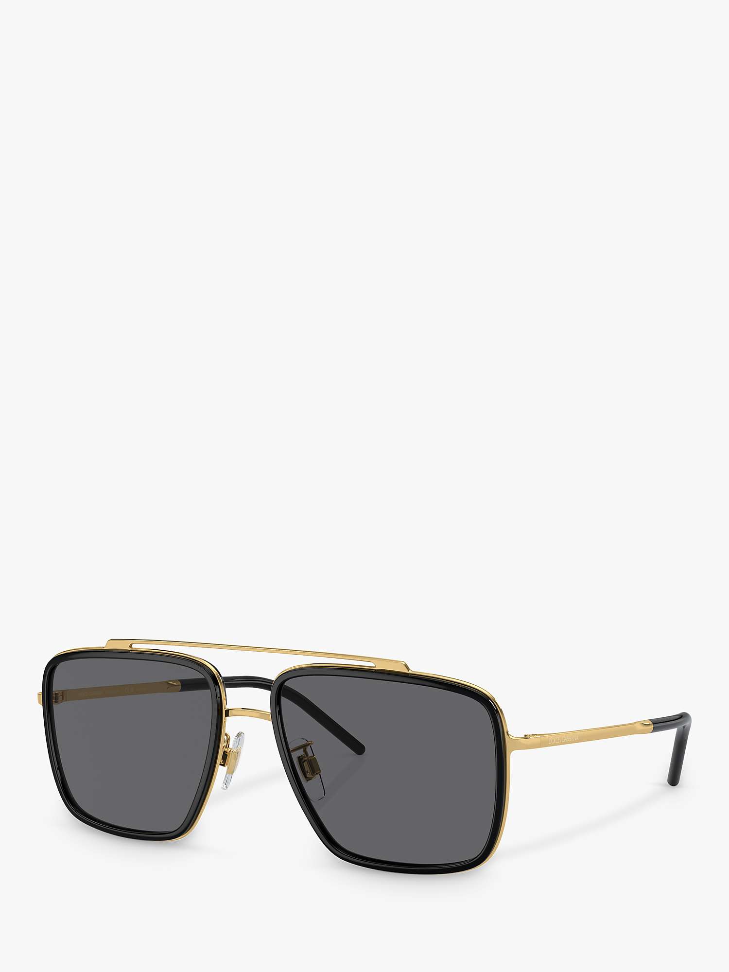 Dolce & Gabbana DG2220 Men's Polarised Square Sunglasses, Gold/Black at ...